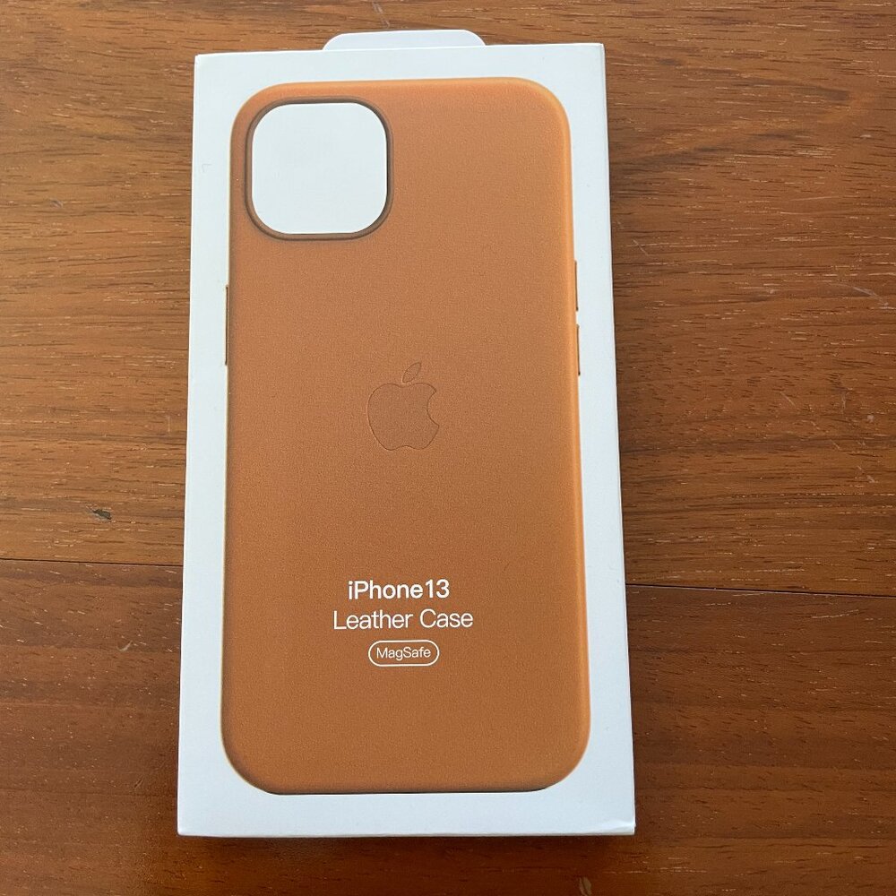 Iphone 13 Leather MagSafe Case in Golden Brown, New in box